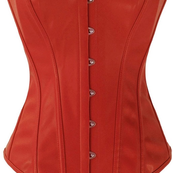 Red faux leather corset top size L 💋😍🥵 - Picture 3 of 6
